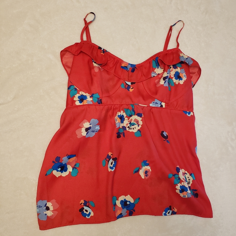 Red Floral American Eagle Cami Tank Top